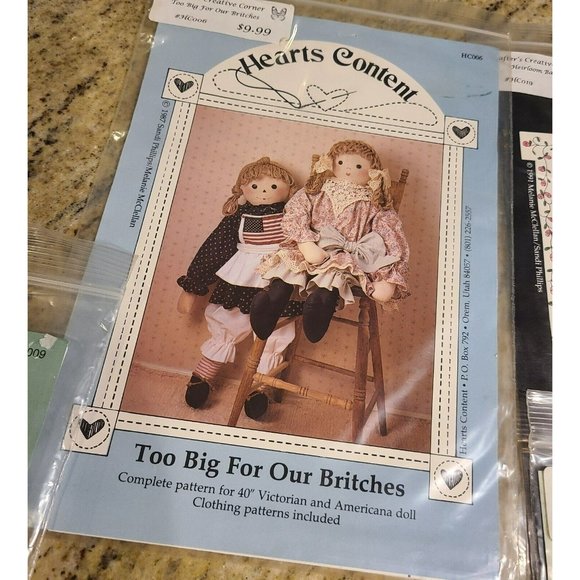 Vtg Hearts Content SEWING Doll PATTERNS Lot of 6. Wilhelmina Wee Willy Kittens - Picture 4 of 8